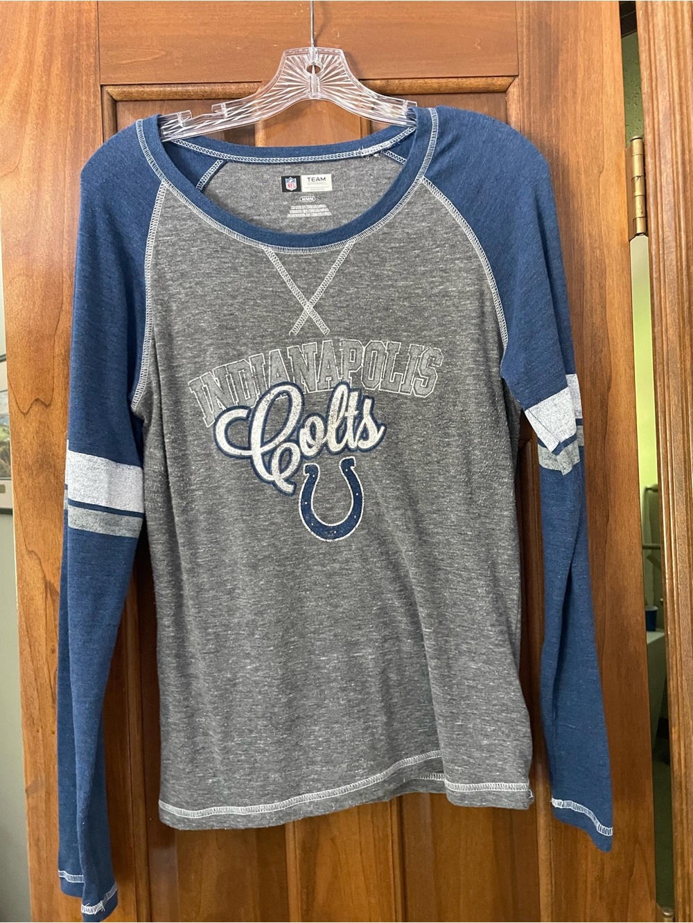 Indianapolis Colts women’s Long Sleeve Raglan Shirt - Gray & Blue